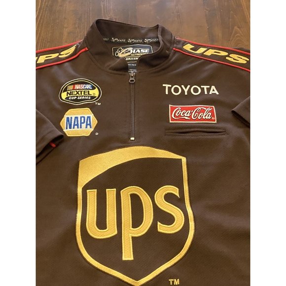 Vtg NASCAR UPS Dale Jarrett 44 S/S 1/4 Zip Men’s L Crew Shirt Chase Authentics - Picture 2 of 9